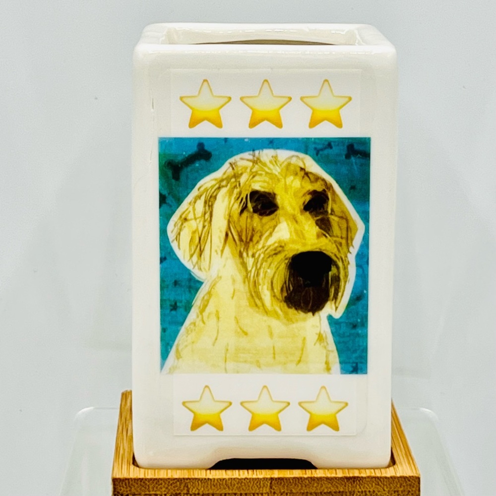 LABRADOODLE DOG Art Hand Crafted Home Decor Planter Office Desktop Pencil Holder